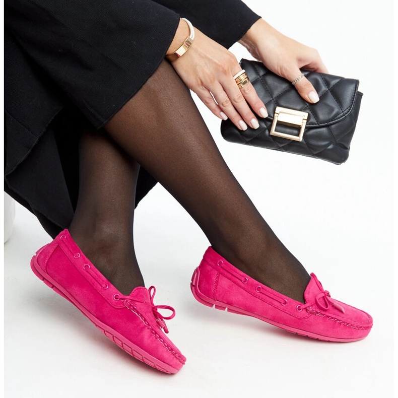 Mocasines rosa oscuro con lazo Hayam rosado 1