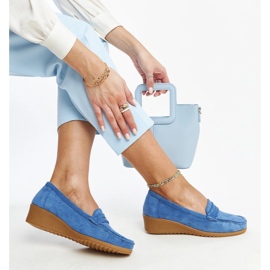 Mocasines cuña Sakena ante azul 1 Mocasines cuña Sakena ante azul 1