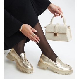 Mocasines de piel ecológica dorados Mladenka 1