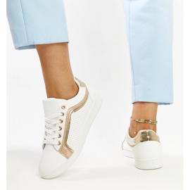 Zapatillas Amala con plataforma blancas y doradas blanco 3