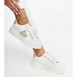 Zapatillas blancas y doradas con suela gruesa Finestra. blanco 1