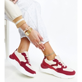 Deportivas beige y rojas con plataforma Nereida rojo 1