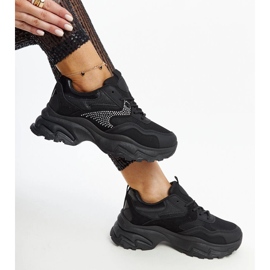 Deportivas negras con plataforma decoradas con pedrería Maras negro 1