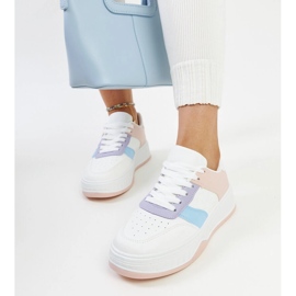 Zapatillas blancas y rosas con suela Rafida más gruesa. rosado 2