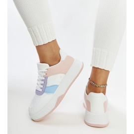 Zapatillas blancas y rosas con suela Rafida más gruesa. rosado 4