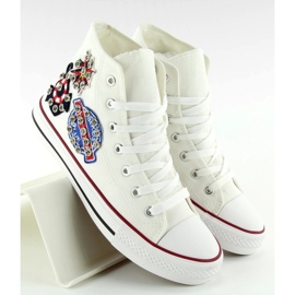 Deportivas tobilleras con piedras BL101P Blanco 5