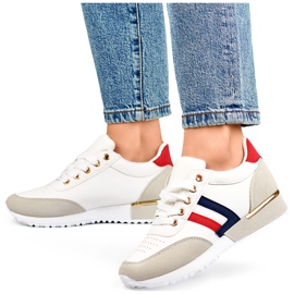 Calzado deportivo casual para mujer, blanco, elegantes zapatos con cordones. 3