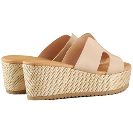 Sandalias cuña mujer beige 1
