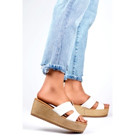 Sandalias cuña mujer blancas blanco 2