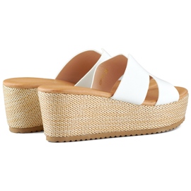 Sandalias cuña mujer blancas blanco 1