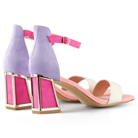 Sandalias de mujer rosa de tacón con cierre al tobillo 1