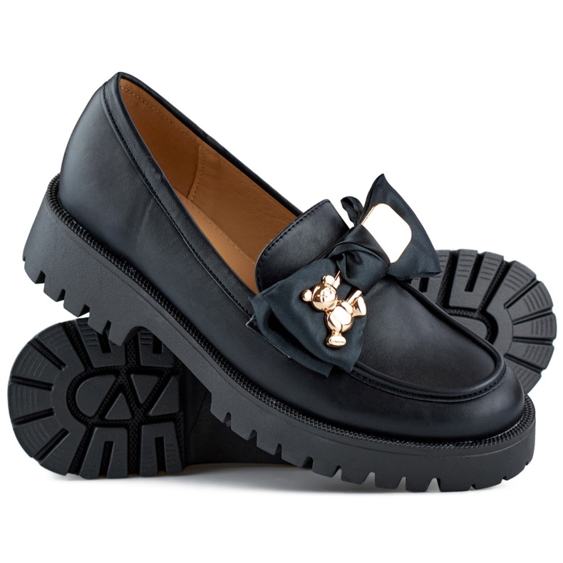 Mocasines negros con lazo, mocasines con osito. 1 Mocasines negros con lazo, mocasines con osito. 1
