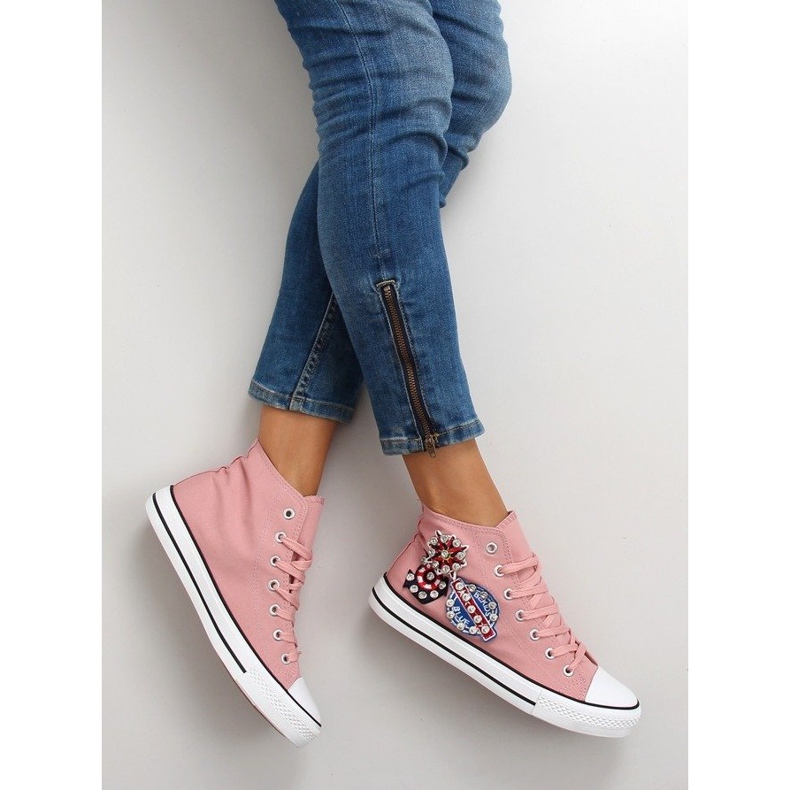 Deportivas tobilleras con piedras BL101P Rosa 1