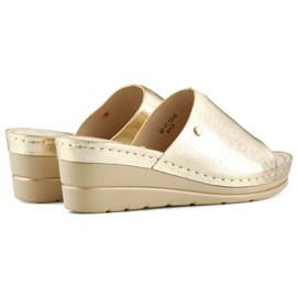 Sandalias cuña mujer cómodas doradas dorado 1