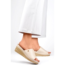 Sandalias cuña mujer cómodas beige 2