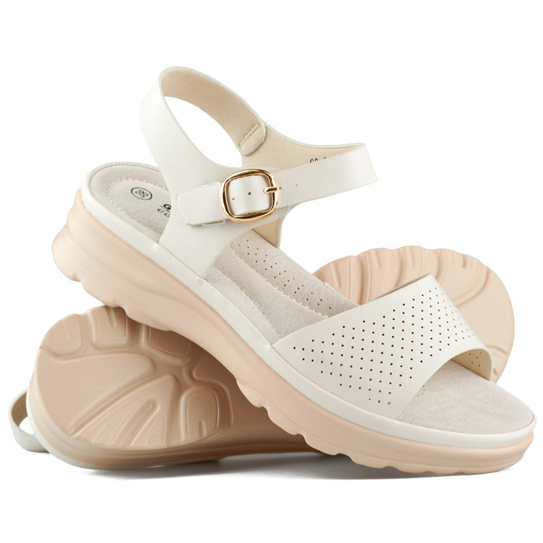 Goodin Sandalias de mujer cómodas con plantilla transpirable. beige 1