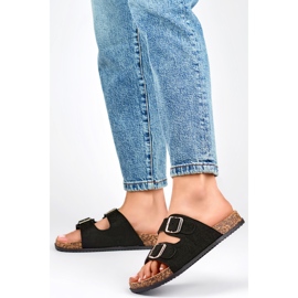 Chanclas de mujer negras con dos hebillas. negro 3