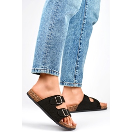 Chanclas de mujer negras con dos hebillas. negro 4