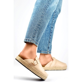 Alpargatas forradas de mujer con hebilla, beige 1