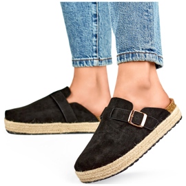 Alpargatas forradas de mujer con hebilla, negro 3