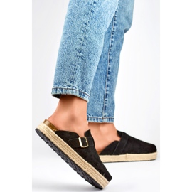 Alpargatas forradas de mujer con hebilla, negro 2