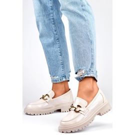 Mocasines mujer charol beige 4
