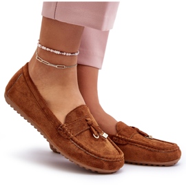 Mocasines Ontala clásicos de ante para mujer en color camel marrón 9