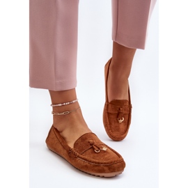 Mocasines Ontala clásicos de ante para mujer en color camel marrón 4