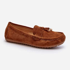 Mocasines Ontala clásicos de ante para mujer en color camel marrón 3