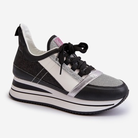 Deportivas Mujer Cuña y Plataforma con Purpurina Negro Rafani 1