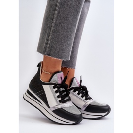 Deportivas Mujer Cuña y Plataforma con Purpurina Negro Rafani 2