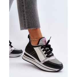 Deportivas Mujer Cuña y Plataforma con Purpurina Negro Rafani 5