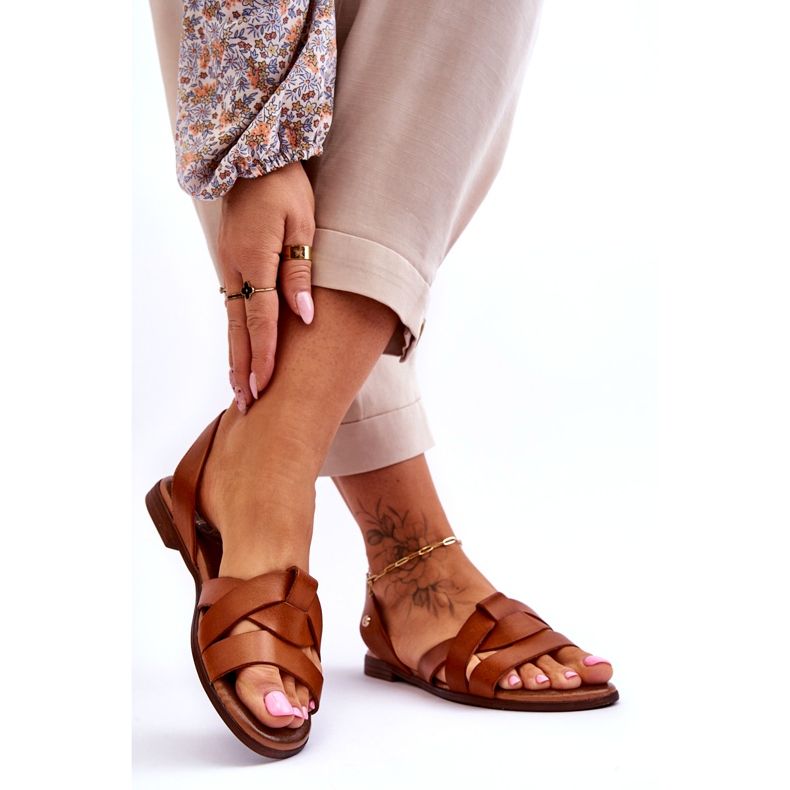 Zazoo Cómodas sandalias sin cordones de cuero marrón Kayla 2