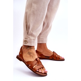 Zazoo Cómodas sandalias sin cordones de cuero marrón Kayla 3