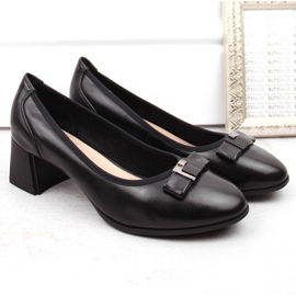 Zapatos de mujer de piel negra con tacón decorativo, Filippo DP6178 negro 5