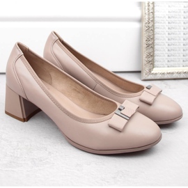 Zapatos de mujer de piel beige con tacón decorativo, Filippo DP6178 5