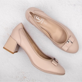 Zapatos de mujer de piel beige con tacón decorativo, Filippo DP6178 6