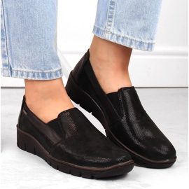 Zapatos cómodos sin cordones para mujer de piel, negro Helios 350.015.011 3