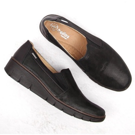 Zapatos cómodos sin cordones para mujer de piel, negro Helios 350.015.011 7