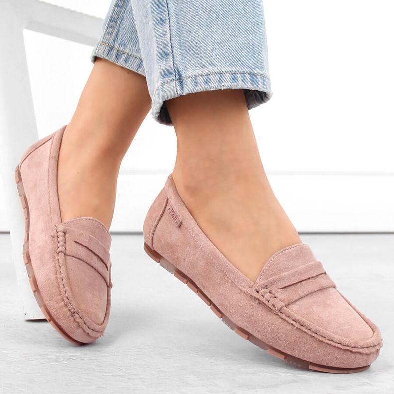 Mocasines cómodos de mujer en ante, rosa Big Star NN274928 1