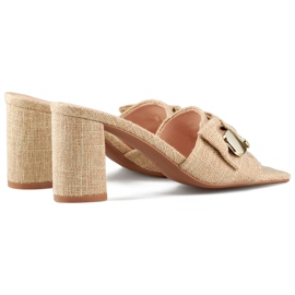Chanclas de tacón beige con lazo, chanclas con osito 1