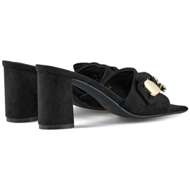 Chanclas negras de tacón con lazo, chanclas con osito negro 1 Chanclas negras de tacón con lazo, chanclas con osito negro 1