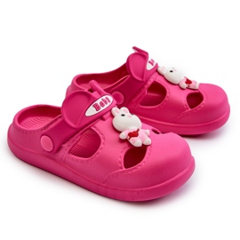 Pantuflas infantiles de espuma con adorno opaco fucsia rosado 5