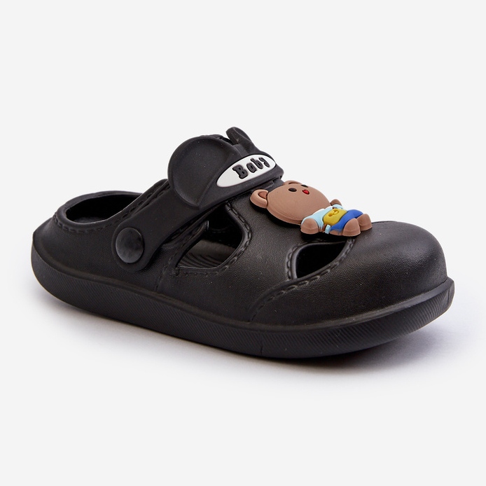 Chanclas infantiles de espuma con adorno, negro opleia 2