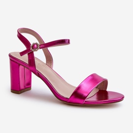 Sandalias Tacón Metalizado Fucsia Glindra rosado 1