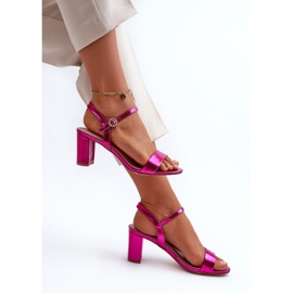 Sandalias Tacón Metalizado Fucsia Glindra rosado 7