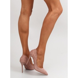 Zapatos de tacón ante con volante LE031 Rosa rosado 5