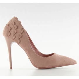 Zapatos de tacón ante con volante LE031 Rosa rosado 3