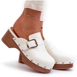 Zuecos de mujer con hebilla, Blanco Seprilla 8