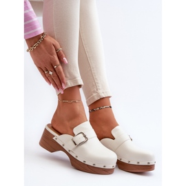 Zuecos de mujer con hebilla, Blanco Seprilla 7